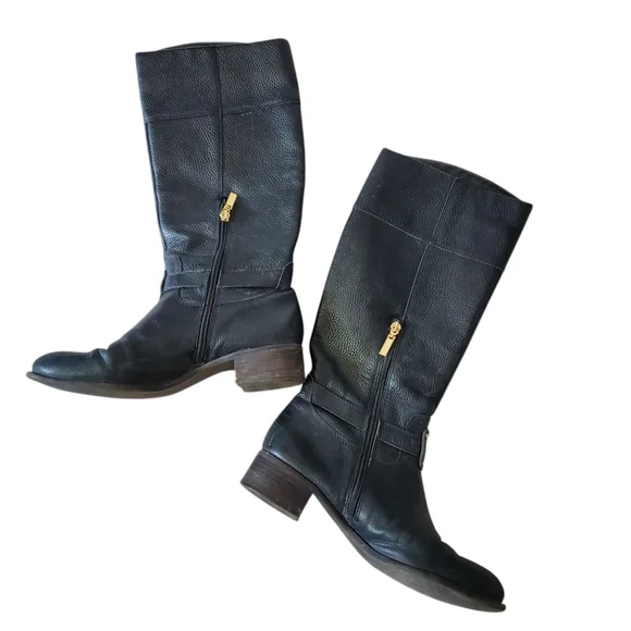 Banana Republic Black Genuine Leather Preppy Equestrian Riding Boots 9 - Picture 3 of 7
